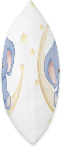 Vista 2 de Almohada decorativa para cuna para recién nacido, niña elefante en la luna con estrellas I decoración de habitación de guardería, 15.7 x 15.7 in