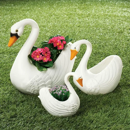 Vista 2 de Fox Valley Traders Maceteros clásicos de cisne blanco para interiores