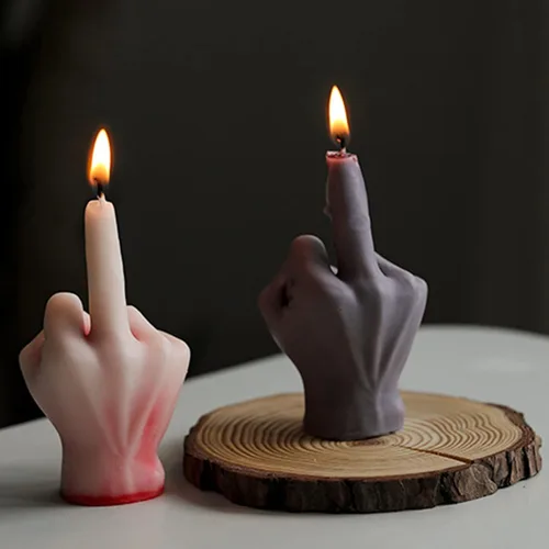 Vista 5 de Paquete de 2 moldes de silicona con forma de dedo medio, moldes de gestos para hacer velas, resina, jabón, fundición de pastel, chocolate, moldes