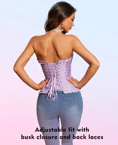 Vista 28 de SZIVYSHI Corsé para mujer, lencería moldeadora, body con cintura de encaje