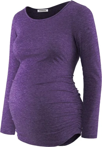 Vista 13 de GINKANA Camiseta de béisbol para mujer, cuello redondo, manga raglán floral, camiseta superior de maternidad, blusa para embarazo Esqueleto A-glow