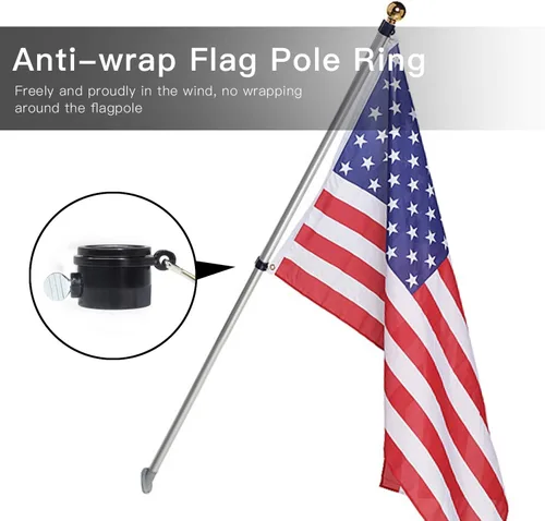 Vista 6 de Anley - Anillos de plástico para asta de bandera Negro