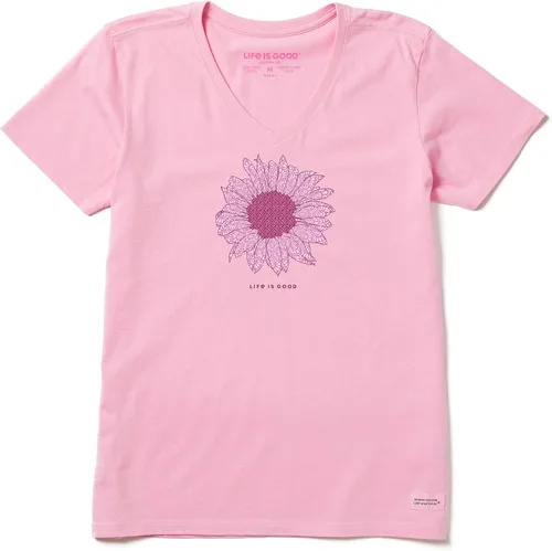 Vista 3 de Life is Good Camiseta Crusher con cuello en V para mujer, girasol francés