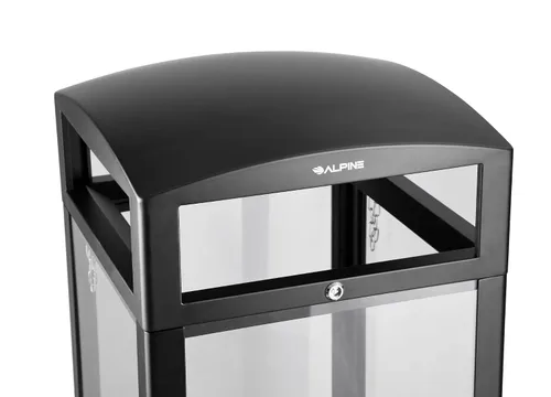 Vista 5 de Alpine Industries Bote de basura para exteriores de 40 galones con paneles transparentes, cubos de basura resistentes con contenedor extraíble
