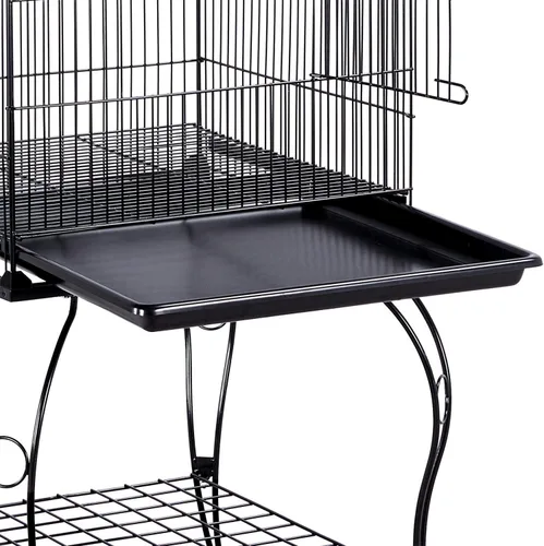 Vista 8 de Yaheetech - Jaula para pájaros de 150 cm, de pie, rodante, de cúpula media, con parte superior abierta, para loros, cacatúas, conuras del sol