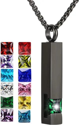 Vista 67 de YOUFENG collar con urna para cenizas, cubos de piedras natales, urna para cenizas humanas, collar de urna de cremación, relicario, recuerdo