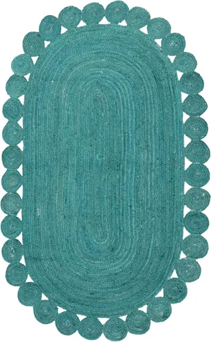 Vista 13 de Natural Jute Collection - Alfombra rectangular de 2 x 3 pies, alfombra de yute trenzada a cuadros multicolor de 0.27 pulgadas de grosor, ideal