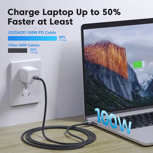 Vista 3 de Cable de carga magnético USB C de 100 W, paquete de 2 (3.3 pies + 6 pies), cable magnético de carga rápida 6 en 1, cable de carga USB C magnético