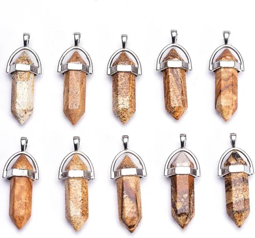 Vista 5 de Dije de bala de piedra de cuarzo auténtico, colgante de chakra de reiki, dijes de cristal a granel para fabricación de joyas 10 piezas amatista