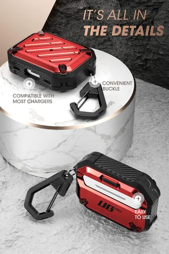 Vista 5 de SUPCASE Unicorn Beetle Pro Series - Funda diseñada para Airpods Pro (2023/2022/2019), funda protectora resistente de cuerpo completo con mosquetón
