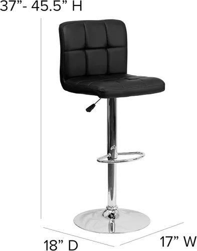 Vista 3 de Flash Furniture Kathleen - Taburete de bar contemporáneo de vinilo acolchado negro con altura ajustable con base cromada