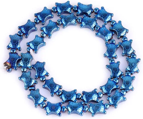 Vista 6 de Cuentas de hematita para hacer joyas, piedras preciosas semipreciosas de 0.394 x 0.551 in, color azul con revestimiento metálico, 15 pulgadas JOE