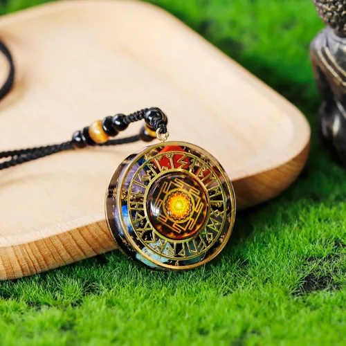 Vista 6 de Day Day Up Collar con colgante de orgonita de 7 chakras, piedras preciosas de reiki, cristales de energía, para buena suerte, yoga y meditación