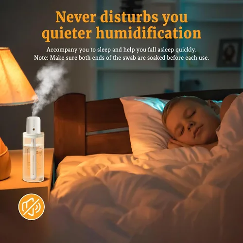 Vista 5 de Mini humidificador portátil, humidificador de viaje, pequeños humidificadores personales USB con contenedor ultra silencioso, opcional