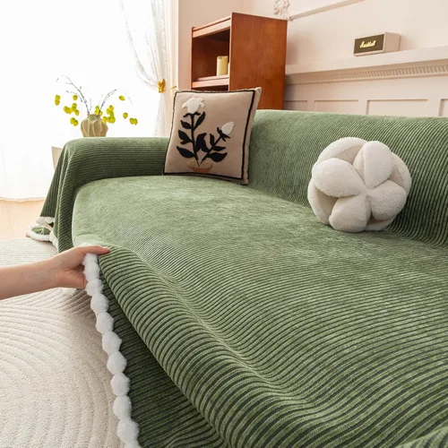 Vista 19 de HANDONTIME Fundas de Sofá Sillón Funda de Sofá Boho para Perros Caqui Funda de Sofá con Borlas Silla Reclinable Funda de Futón Lavable 1 Cojín Sofá