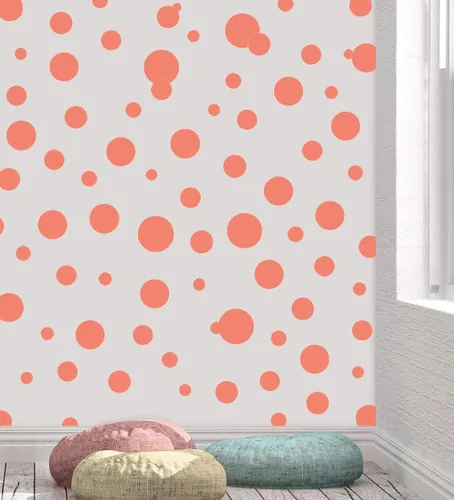 Vista 17 de Calcomanías de pared de lunares negros, calcomanías de decoración de pared para habitación de niñas, puntos de pared, círculo de vinilo