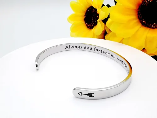 Vista 334 de Pulseras inspiradoras para mujer, joyería de acero inoxidable, con refranes, pulsera motivacional con mensaje oculto, pulseras grabadas para mejor