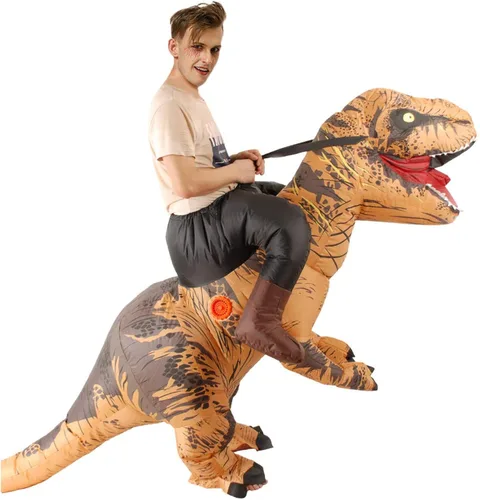 Vista 3 de Disfraz hinchable de montador de dinosaurio unicornio divertido disfraz para montar niños y adultos