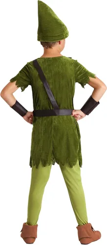 Vista 7 de Kids Peter Pan Costume with Hat, Shirt, Tights, BeltHarness and Wrist Cuffs