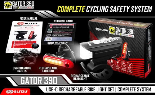 Vista 7 de BLITZU Juego de luces recargables tipo C ultra brillantes para bicicleta, faros delanteros y traseros para bicicleta, accesorios de bicicleta