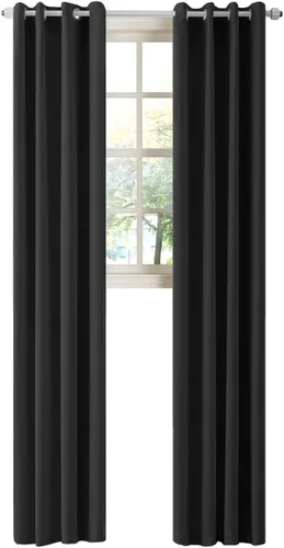 Vista 27 de LA PALMA Cortinas opacas con aislamiento térmico y ojales, para sala de estar, dormitorio, paquete de 2 paneles