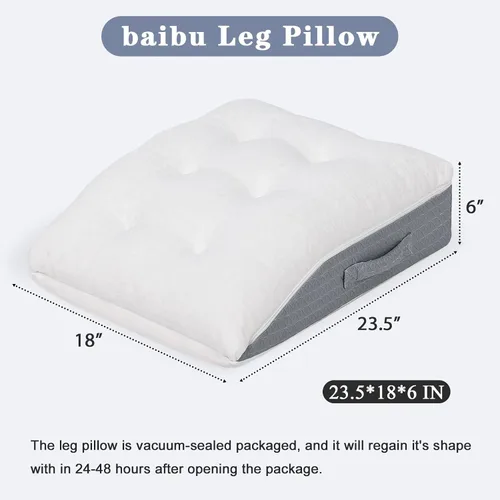 Vista 3 de baibu Almohada elevadora de piernas de espuma viscoelástica, almohada de soporte de diseño de doble capa patentada para elevar los pies para una