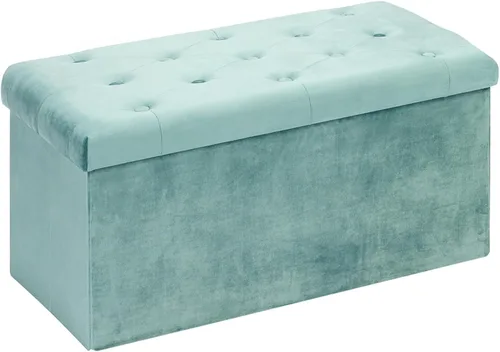 Vista 12 de B FSOBEIIALEO Otomana de Almacenamiento Plegable, Banco Largo de Zapatos Otomanas, Asiento Reposapiés de Cofre de Almacenamiento de Terciopelo Gris