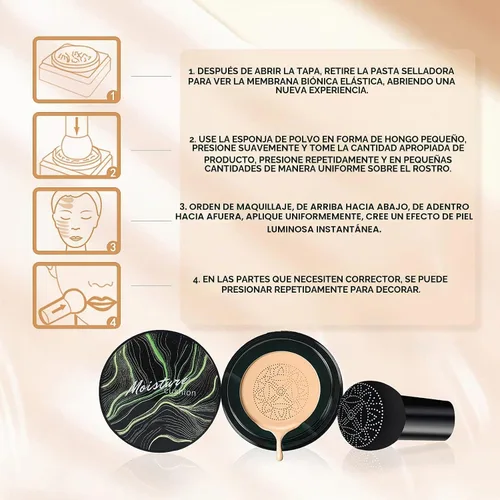 Vista 6 de Cojín de aire de cabeza de hongo CC Cream Strong Concealer, Buff Beige