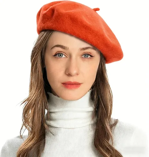 Vista 48 de ZLYC Boina Francesa de Lana Sombrero Color Sólido Gorra Boina para Mujeres y Niñas Amarillo básico