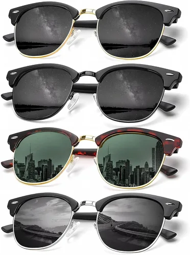 Vista 13 de KALIYADI - Gafas de sol polarizadas para hombres y mujeres unisex, marco semirretráctil, estilo retro, para conducir, con bloqueo UV