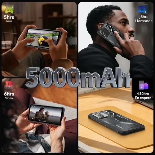 Vista 8 de Blackview Fort 5 - Teléfono resistente desbloqueado, Android 16 para exteriores, 36 GB de RAM 256 GB ROM, cámara de visión nocturna de 108 MP