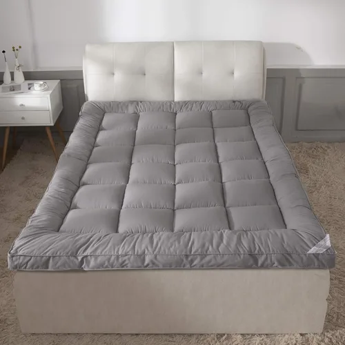 Vista 2 de ¡Actualizado! Funda de colchón de felpa extra gruesa de 3 pulgadas con funda de algodón 100 %, tamaño individual, funda de cama alternativa para una