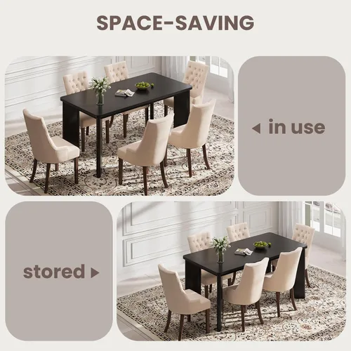 Vista 6 de MALOL Juego de mesa de comedor rectangular de 5 piezas para 4, mesa de cocina industrial de 63 pulgadas con 4 sillas de comedor Parsons acolchadas