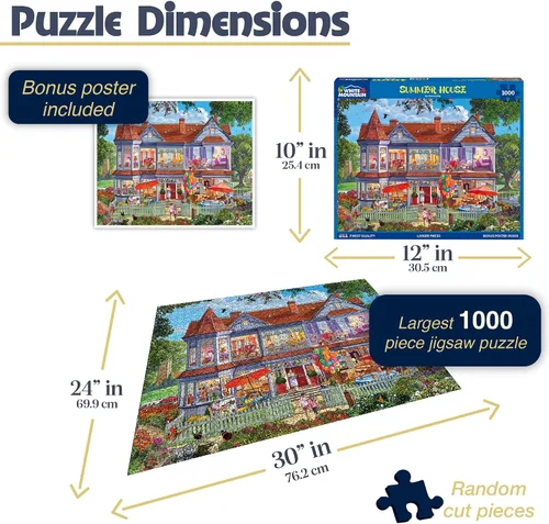 Vista 3 de White Mountain Rompecabezas de 1000 piezas acogedor para vacaciones familiares con piezas grandes para adultos y familia de 24 x 30 pulgadas, casa