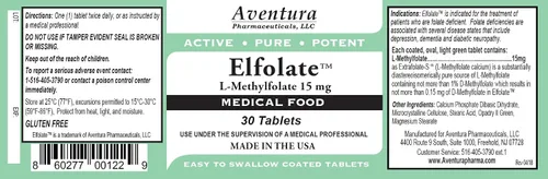Vista 2 de ELFOLATE® 15mg L-metilfolato metil folato metilfolato suplemento alimenticio médico fuerza profesional activo puro potente 30 tabletas
