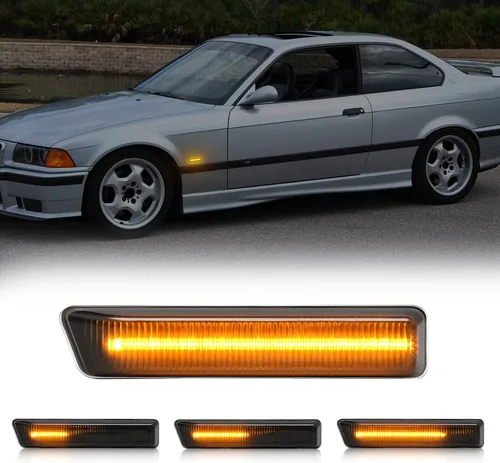 Vista 11 de Luces de Señal de Giro LED Secuenciales de Repuesto para 7 Series E38 1995-2001, 3 Series E46 M3 2001-2006, Lente Transparente Frontal Ámbar