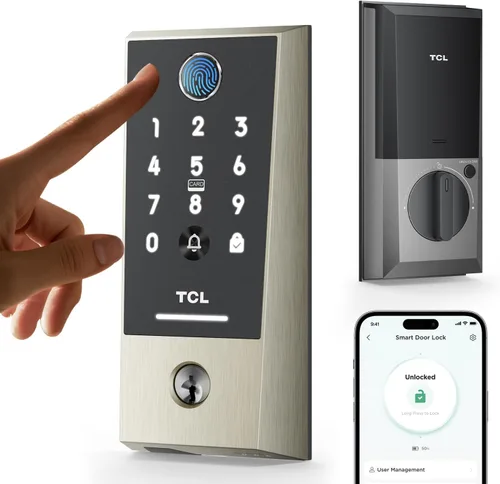 Vista 10 de TCL Cerradura inteligente D2, cerradura de puerta de entrada sin llave con control de aplicación, códigos de acceso, llaves mecánicas y códigos