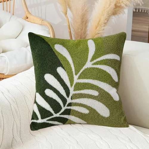 Vista 24 de Merrycolor Fundas de almohada decorativas bohemias para cama, modernas de mediados de siglo, fundas de almohada verde hoja, funda de almohada