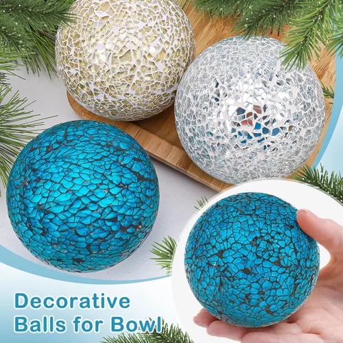 Vista 3 de Bolas decorativas para cuencos, bolas decorativas de 3.15 pulgadas, orbes y esferas decorativas agrietadas para rellenos de jarrones, centro de mesa