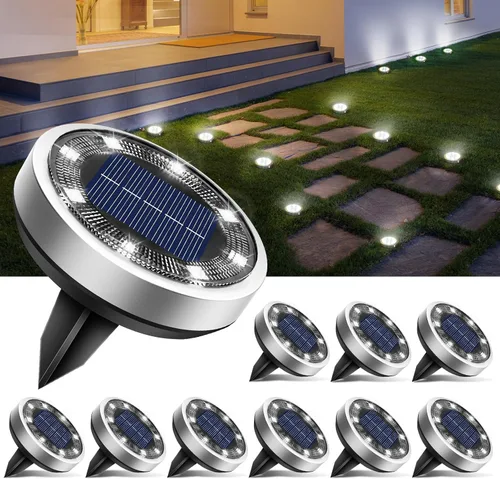 Vista 27 de Btfarm Paquete de 16 luces solares impermeables para exteriores, 8 luces LED solares para suelo