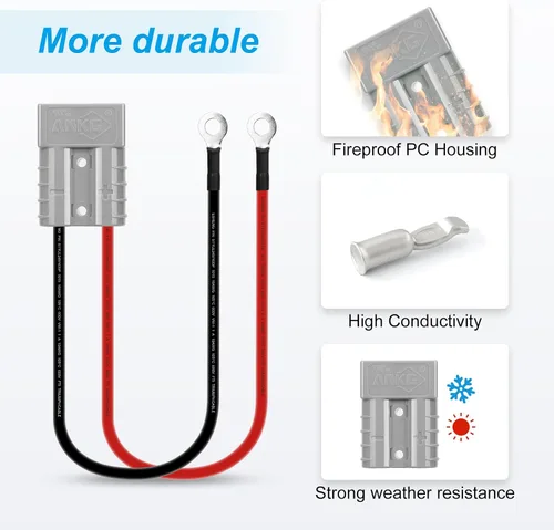 Vista 2 de 2 piezas 50Amp 10 Awg batería conexión rápida con terminal de junta Gris-10Awg