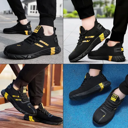 Vista 5 de GLANOUDUN Zapatos de punta de acero para hombres y mujeres, zapatos de seguridad ligeros y cómodos para hombres con punta de acero ancha, zapatos