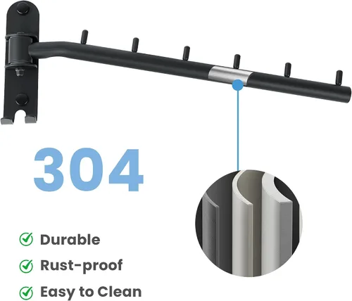 Vista 3 de Percheros para colgar ropa, perchereros de ropa montados en la pared, ganchos para colgar ropa, barras para ropa, ganchos resistentes, plegables