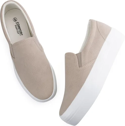 Vista 4 de JABASIC Mocasines de plataforma sin cordones para mujer, mocasines cómodos y casuales
