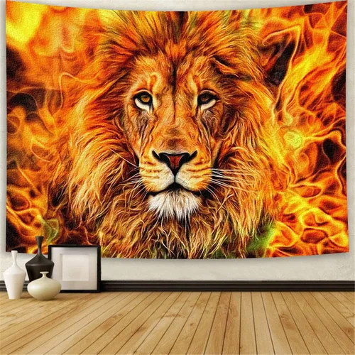 Vista 11 de Rasta Lion of Judah - Tapiz con cabeza de llama, 60 x 40 pulgadas, para colgar en la pared, decoración del hogar Burning Flame Rasta Lion of Judah