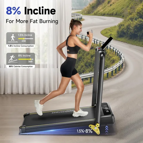 Vista 6 de YPOO Foldable Treadmill with Incline, Walking Pad with Handle Bar 3 Level Incline, Portable Folding Treadmills for Home/Office 300 Lbs Capacity
