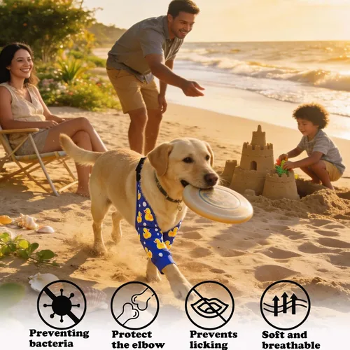 Vista 3 de Rodilleras protectoras para coderas de perro, rodilleras, manga para tratamiento de callos para heridas, patas delanteras para evitar lamer