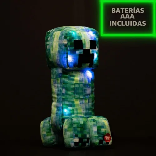 Vista 2 de Jay Franco Minecraft Charged Up Creeper Pillow Buddy - Peluche iluminado - Almohada de personaje de microfibra de poliéster súper suave con luces