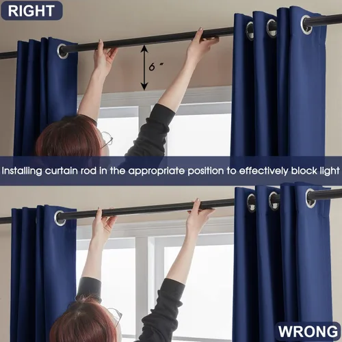 Vista 4 de [Usado] Rutterllow Cortinas opacas para dormitorio, con aislamiento térmico, cortinas de oscurecimiento de habitación, 2 paneles para sala de estar