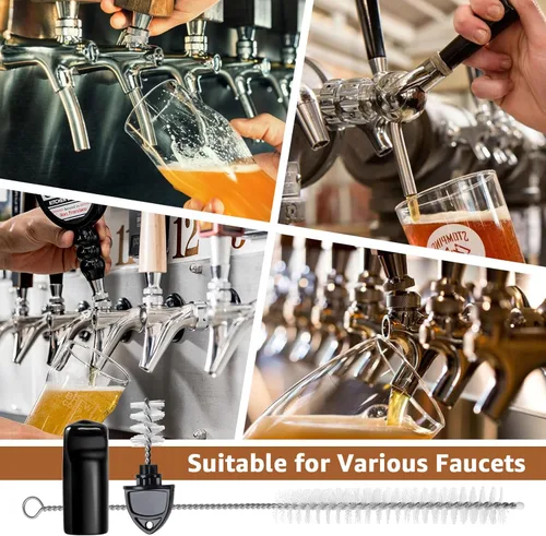 Vista 6 de Tapón para grifo de cerveza, 5 tapones de grifo de cerveza y 5 tapas de goma para grifo de cerveza y 1 cepillo de limpieza larga para la mayoría